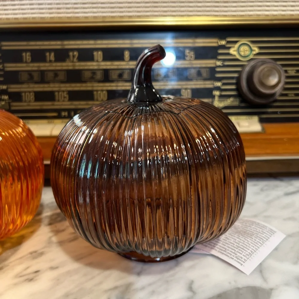 ✨NEW🍂Target Bullseye Playground 2025 Set of Two Glass Pumpkin Decor🎃